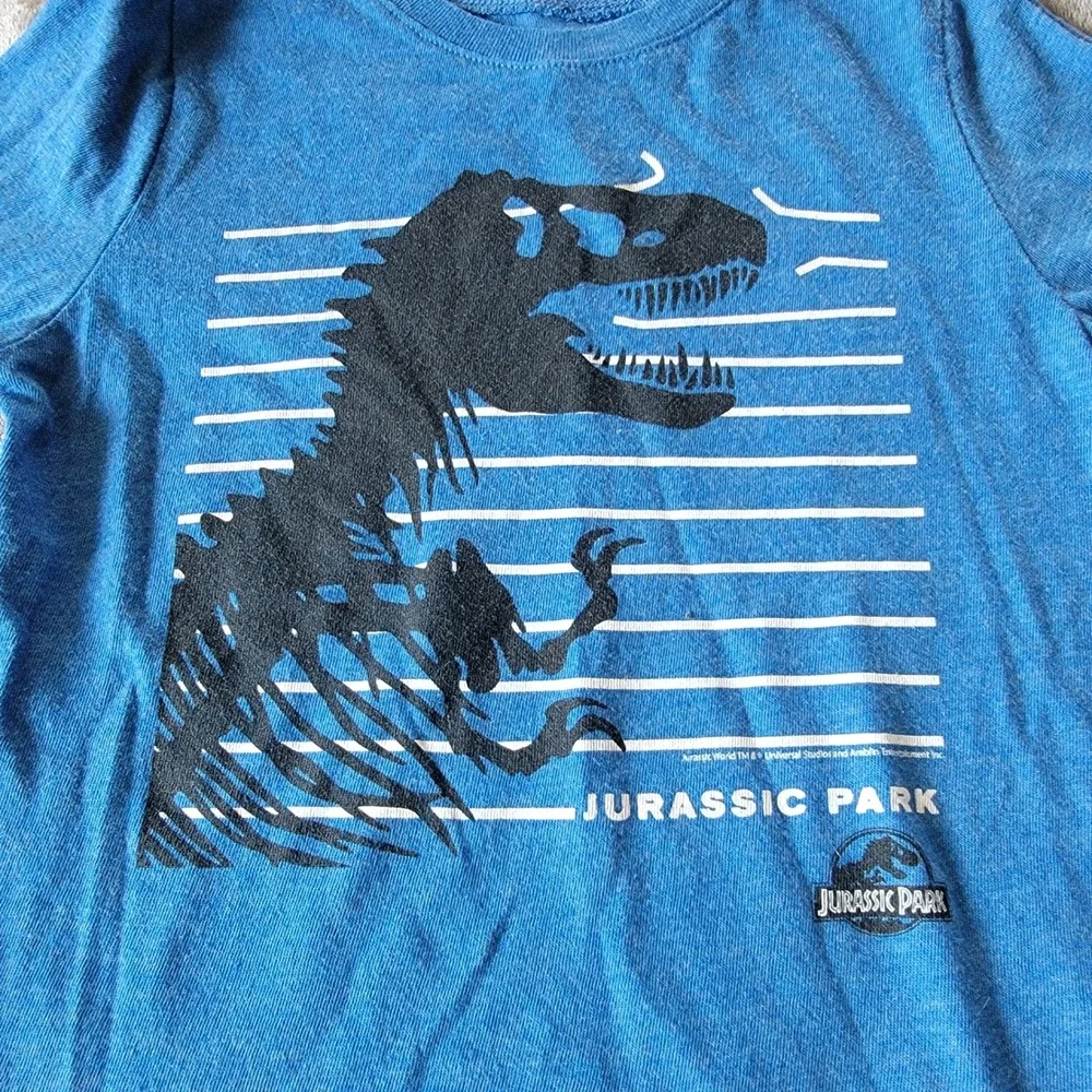 Old Navy Jurassic Park Long Sleeve Kids 4T Blue Excellent T-Rex Graphic Tee 725